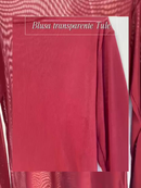 Blusa Tule Fenenina Gola Alta Manga Longa Transparente Tamanhos M,G, Fit Justo