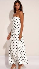 Vestido Feminino Longo Sem Manga Estampa Bolinha Poa Soltinho Elegante