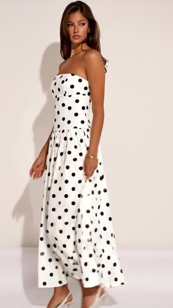 Vestido Feminino Longo Sem Manga Estampa Bolinha Poa Soltinho Elegante