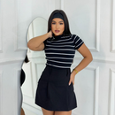 Blusa Básica Listrada Ribana Canelado Premium Casual Basico Camiseta T-Shirt