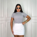 Blusa Básica Listrada Ribana Canelado Premium Casual Basico Camiseta T-Shirt
