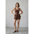 conjunto Feminino Tamires peplum com decote quadrado + short moda verão
