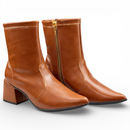 Bota Feminina Cano Curto Salto Bloco Médio Bico Fino Confortável Tendência Outono Inverno 2026 Promoção Western