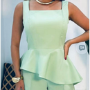 conjunto Feminino Tamires peplum com decote quadrado + short moda verão