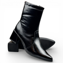 Bota Feminina Cano Curto Salto Bloco Médio Bico Fino Confortável Tendência Outono Inverno 2026 Promoção Western