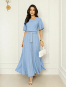 Conjunto Feminino Saia Longo com Bolsos e Blusa Costura Contraste