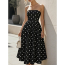 Vestido Feminino Longo Sem Manga Estampa Bolinha Poa Soltinho Elegante