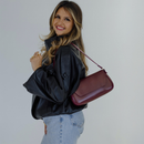 Bolsa Feminina Baguete Vinho Bordô Alça De Ombro Fina Estilosa E Casual