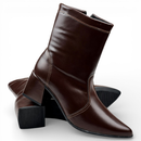 Bota Feminina Cano Curto Salto Bloco Médio Bico Fino Confortável Tendência Outono Inverno 2026 Promoção Western