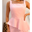conjunto Feminino Tamires peplum com decote quadrado + short moda verão