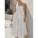 Vestido Feminino Longo Sem Manga Estampa Bolinha Poa Soltinho Elegante