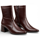 Bota Feminina Cano Curto Salto Bloco Médio Bico Fino Confortável Tendência Outono Inverno 2026 Promoção Western