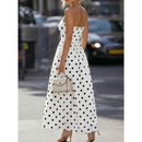 Vestido Feminino Longo Sem Manga Estampa Bolinha Poa Soltinho Elegante