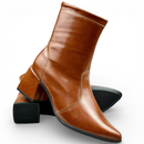 Bota Feminina Cano Curto Salto Bloco Médio Bico Fino Confortável Tendência Outono Inverno 2026 Promoção Western