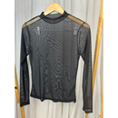 Blusa Tule- Gola Alta, Manga Longa e Transparente